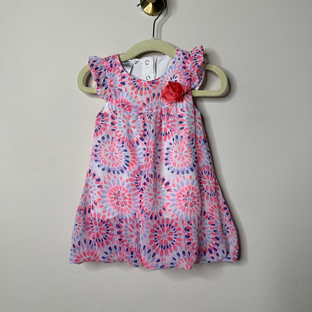 Small Wonders Pink Abstract Dress Girls 6-9 Months